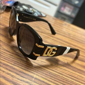 Dolce & Gabbana Black Sunglasses with Gold Accents